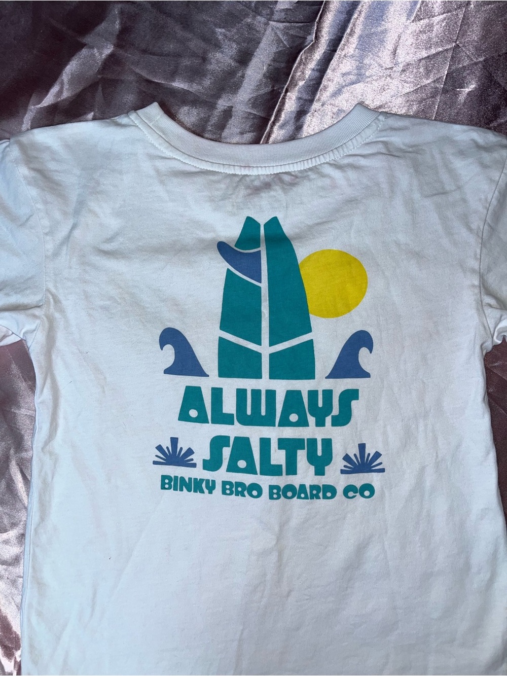 Binky Bro Always Salty Kids' White Graphic Tee with Surf Icon